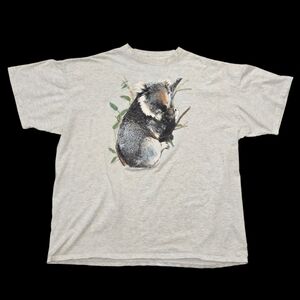 Vtg Koala Bear Nature T-Shirt USA Single Stitch Textured Graphic Joey 3XL Gray